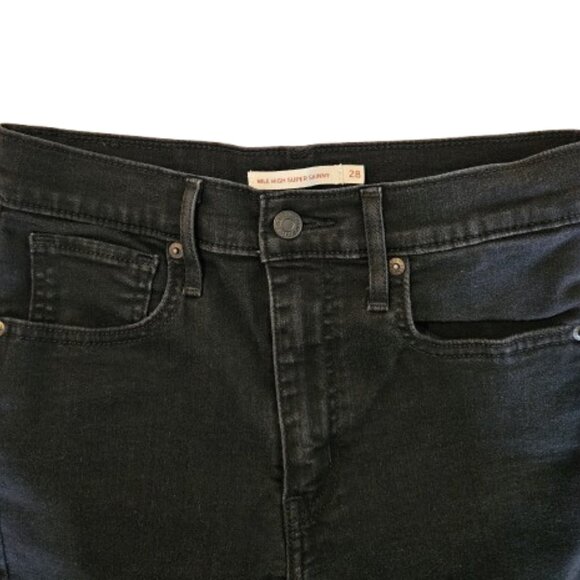 Women's Levi's Mile High Waisted New Moon Black Super Skinny Jeans 28x30 (US 6) - Picture 4 of 8